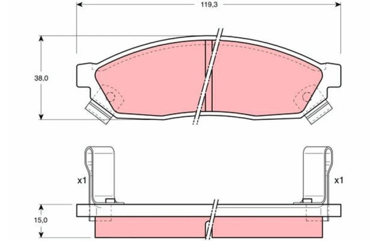 Bromsbeläggssats, skivbroms GDB1038 TRW, bild 2