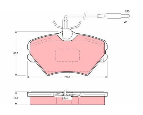 Bromsbeläggssats, skivbroms GDB1087 TRW, bild 2
