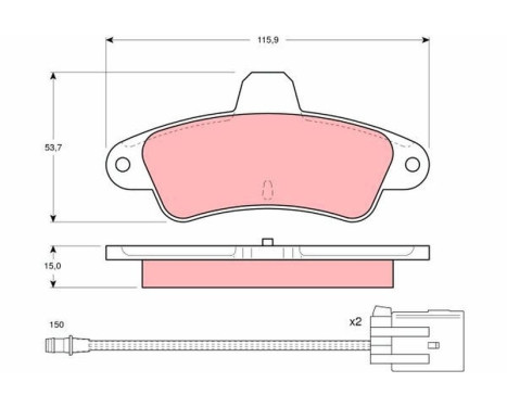 Bromsbeläggssats, skivbroms GDB1112 TRW, bild 2