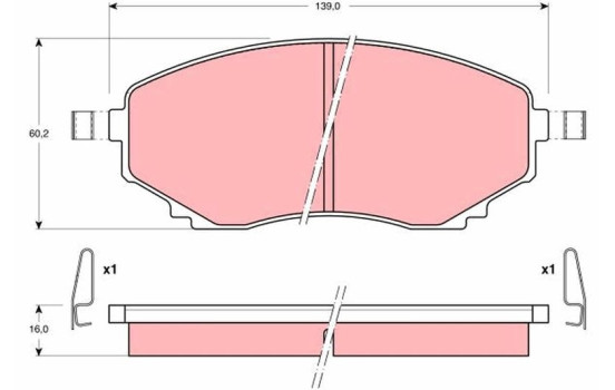 Bromsbeläggssats, skivbroms GDB1177 TRW, bild 2