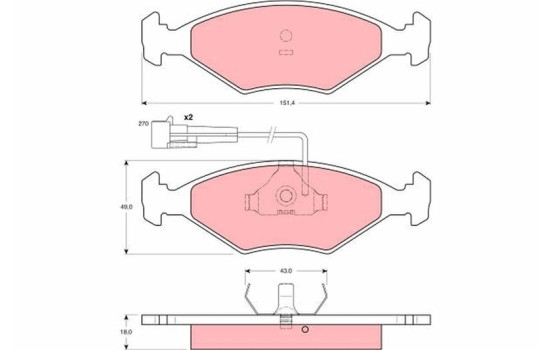 Bromsbeläggssats, skivbroms GDB1347 TRW, bild 2