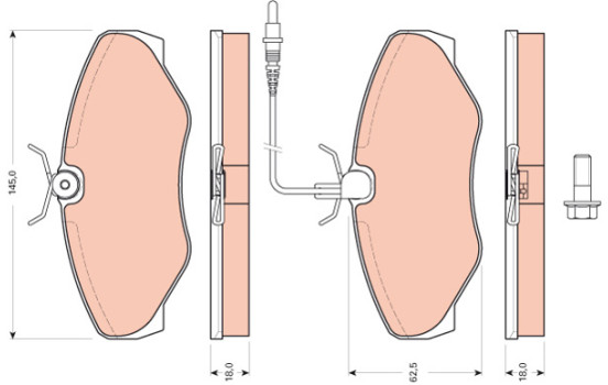 Bromsbeläggssats, skivbroms GDB1760 TRW