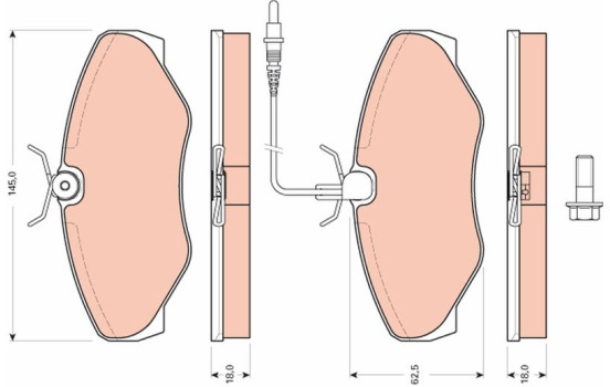 Bromsbeläggssats, skivbroms GDB1760 TRW, bild 2