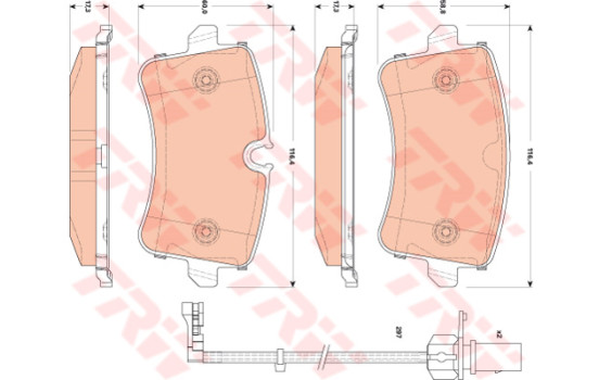 Bromsbeläggssats, skivbroms GDB1866 TRW