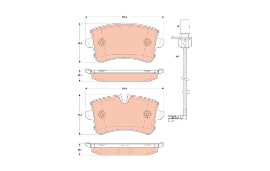 Bromsbeläggssats, skivbroms GDB1866 TRW, bild 2