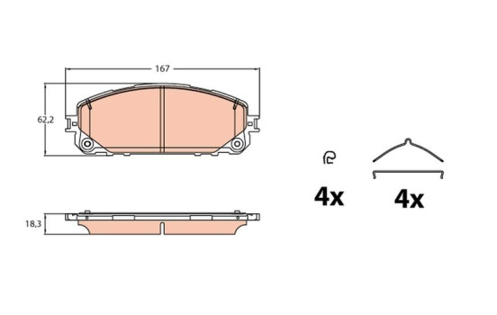 Bromsbeläggssats, skivbroms GDB2142 TRW