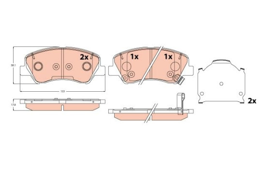 Bromsbeläggssats, skivbroms GDB2310 TRW