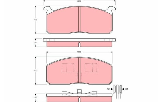 Bromsbeläggssats, skivbroms GDB233 TRW, bild 2