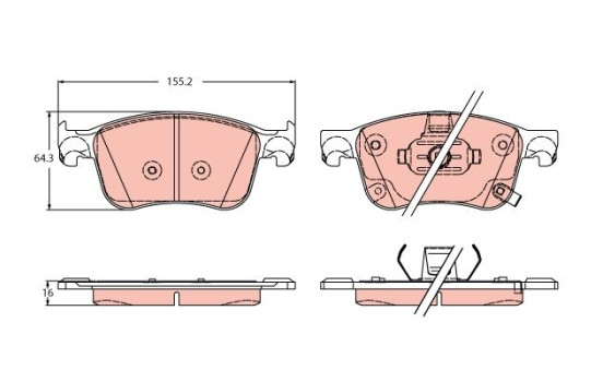 Bromsbeläggssats, skivbroms GDB2342 TRW
