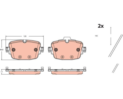 Bromsbeläggssats, skivbroms GDB2506 TRW