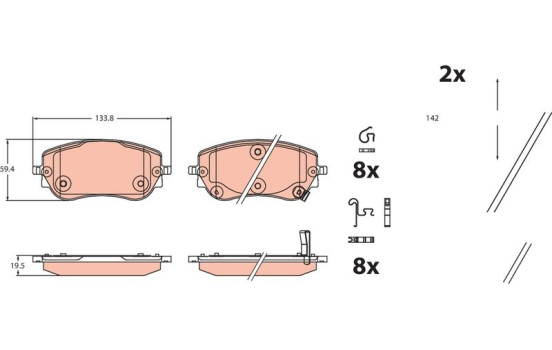 Bromsbeläggssats, skivbroms GDB2551 TRW