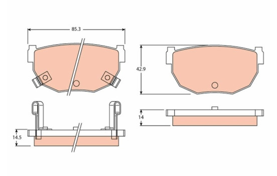 Bromsbeläggssats, skivbroms GDB3052 TRW