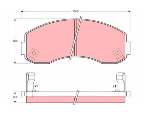 Bromsbeläggssats, skivbroms GDB3145 TRW, bild 2