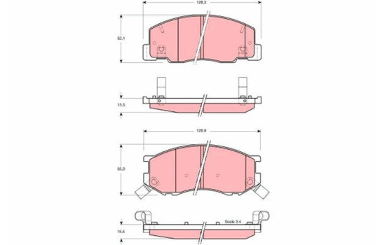 Bromsbeläggssats, skivbroms GDB3157 TRW, bild 2