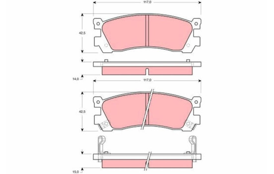 Bromsbeläggssats, skivbroms GDB3264 TRW, bild 2