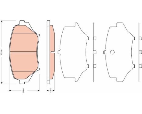 Bromsbeläggssats, skivbroms GDB3401 TRW, bild 2