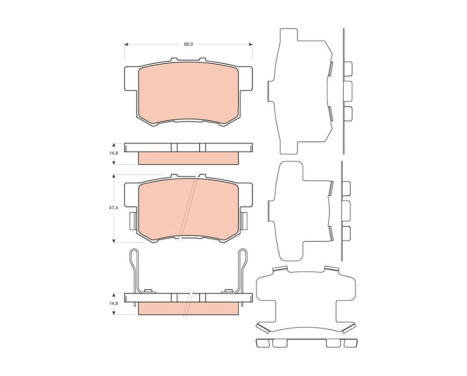 Bromsbeläggssats, skivbroms GDB3447 TRW, bild 2