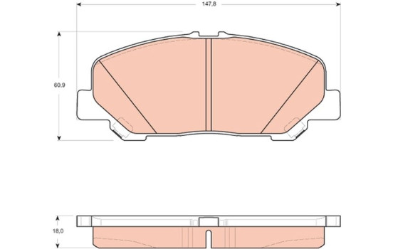 Bromsbeläggssats, skivbroms GDB3455 TRW, bild 2
