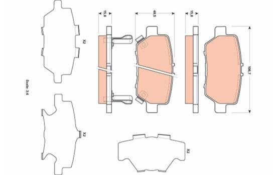 Bromsbeläggssats, skivbroms GDB3512 TRW, bild 2