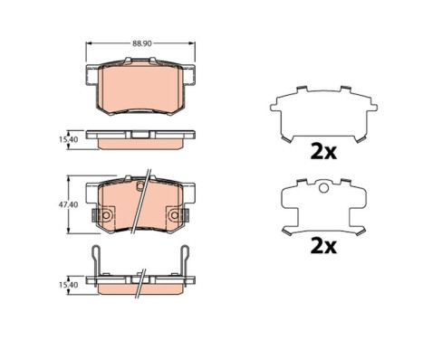 Bromsbeläggssats, skivbroms GDB3516 TRW, bild 2