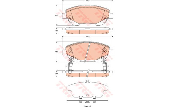 Bromsbeläggssats, skivbroms GDB3518 TRW