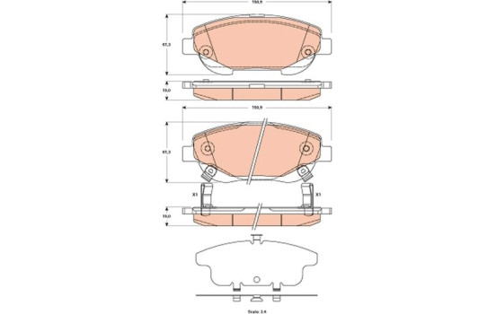 Bromsbeläggssats, skivbroms GDB3518 TRW, bild 2