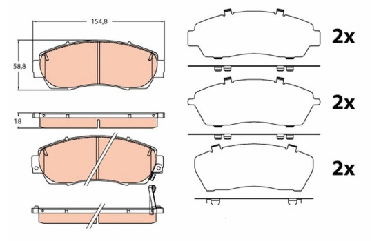 Bromsbeläggssats, skivbroms GDB3581 TRW, bild 2