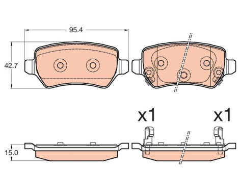 Bromsbeläggssats, skivbroms GDB3585 TRW, bild 2