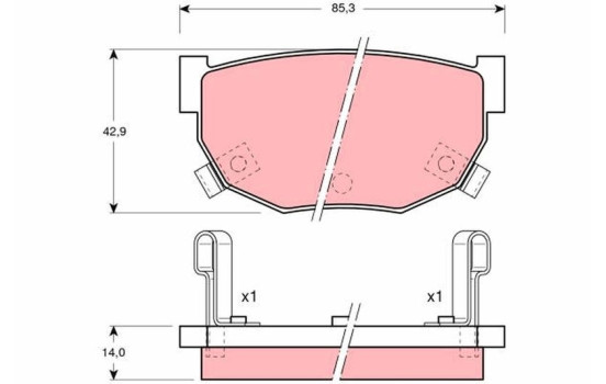 Bromsbeläggssats, skivbroms GDB368 TRW, bild 2
