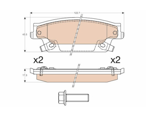 Bromsbeläggssats, skivbroms GDB4452 TRW, bild 2