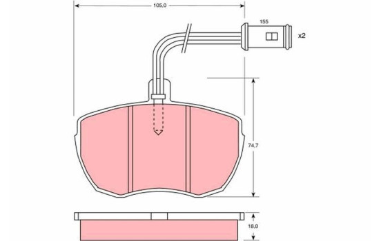 Bromsbeläggssats, skivbroms GDB759 TRW, bild 2