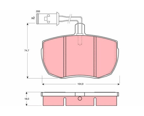 Bromsbeläggssats, skivbroms GDB779 TRW, bild 2