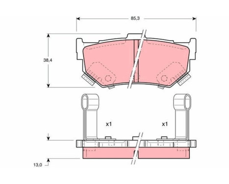 Bromsbeläggssats, skivbroms GDB884 TRW, bild 2