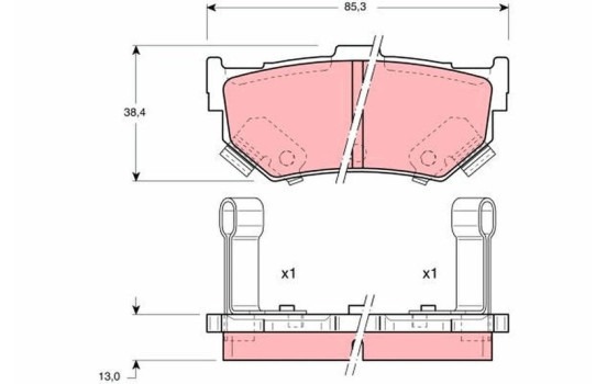 Bromsbeläggssats, skivbroms GDB884 TRW, bild 2