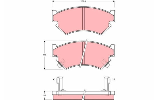 Bromsbeläggssats, skivbroms GDB899 TRW, bild 2