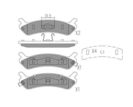 Bromsbeläggssats, skivbroms KBP-3043 Kavo parts