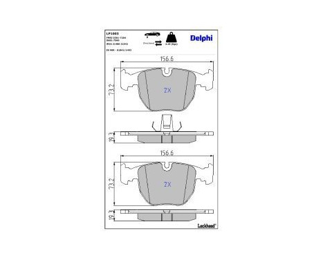 Bromsbeläggssats, skivbroms LP1003 Delphi, bild 3