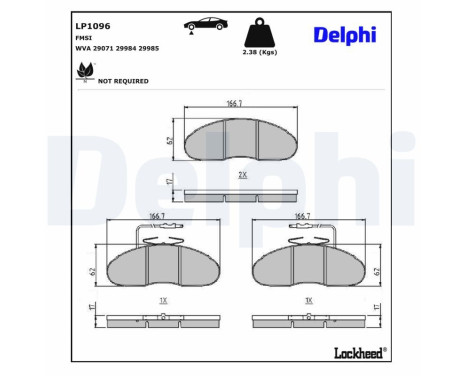 Bromsbeläggssats, skivbroms LP1096 Delphi