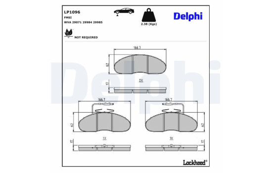 Bromsbeläggssats, skivbroms LP1096 Delphi