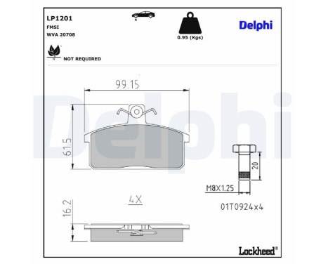 Bromsbeläggssats, skivbroms LP1201 Delphi