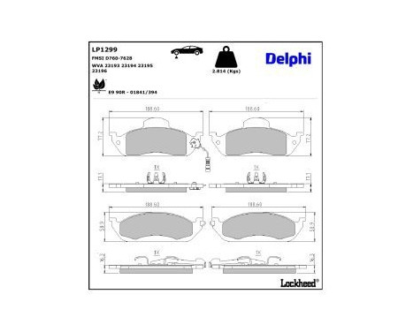 Bromsbeläggssats, skivbroms LP1299 Delphi