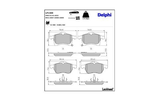 Bromsbeläggssats, skivbroms LP1309 Delphi, bild 4