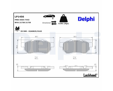 Bromsbeläggssats, skivbroms LP1456 Delphi