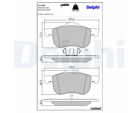 Bromsbeläggssats, skivbroms LP1458 Delphi