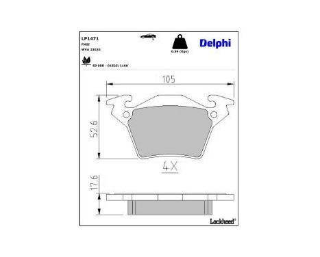Bromsbeläggssats, skivbroms LP1471 Delphi