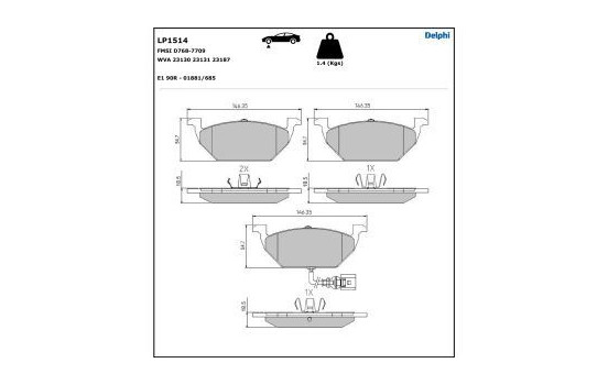 Bromsbeläggssats, skivbroms LP1514 Delphi, bild 5