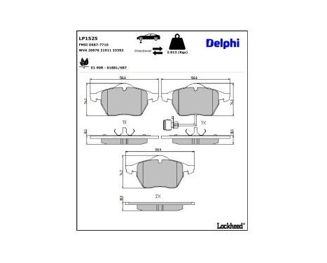 Bromsbeläggssats, skivbroms LP1525 Delphi, bild 4