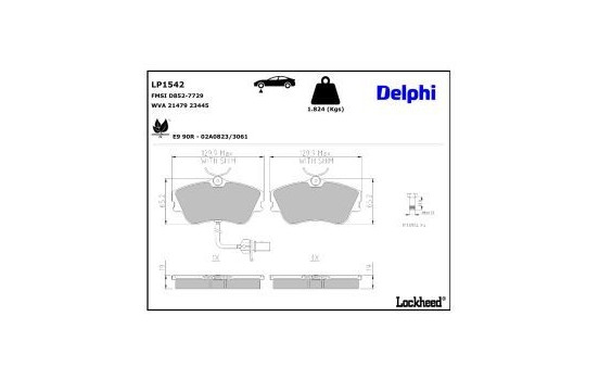 Bromsbeläggssats, skivbroms LP1542 Delphi