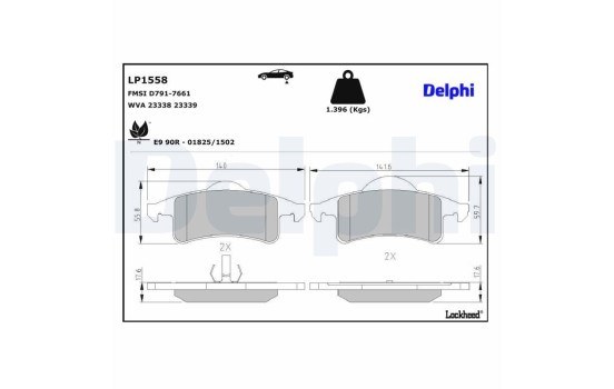 Bromsbeläggssats, skivbroms LP1558 Delphi