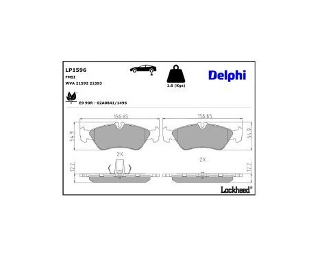 Bromsbeläggssats, skivbroms LP1596 Delphi, bild 3